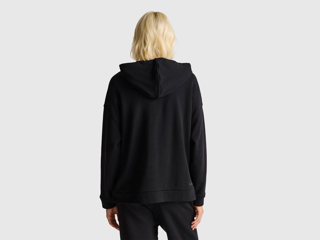 Benetton_Black_100% Cotton Sweatshirt with Zip and Hood_3UNID500R_100_02