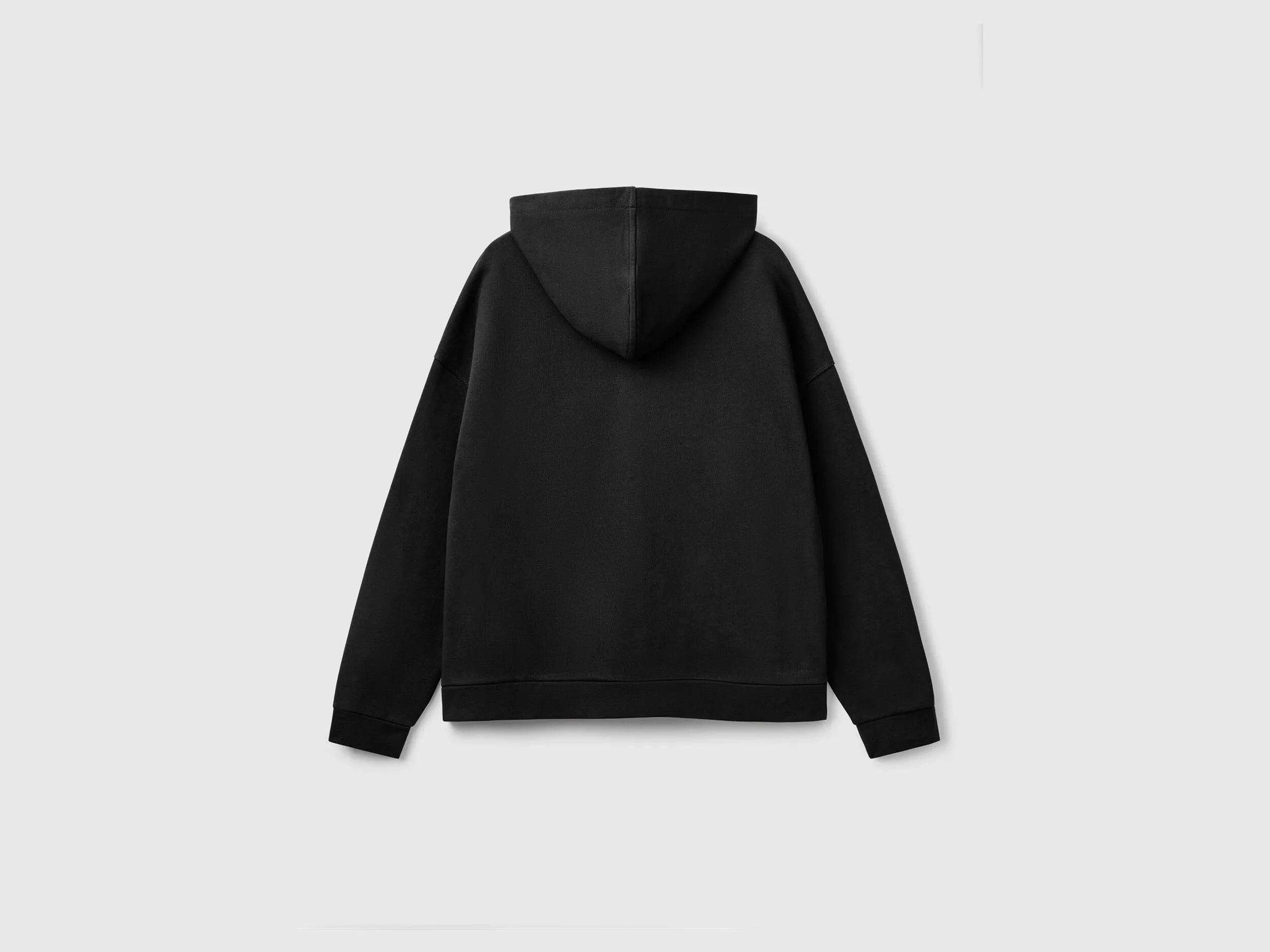 Benetton_Black_100% Cotton Sweatshirt with Zip and Hood_3UNID500R_100_06