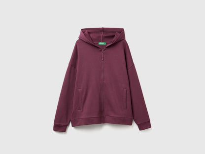 Benetton_Plum_100% Cotton Sweatshirt with Zip and Hood_3UNID500R_1D3_05