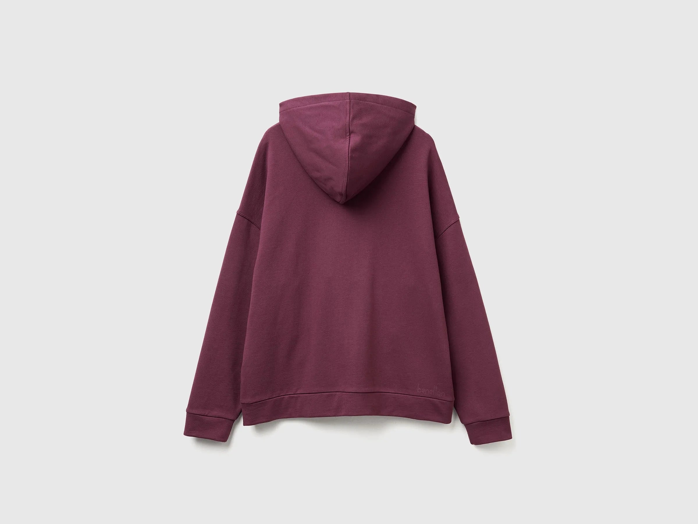 Benetton_Plum_100% Cotton Sweatshirt with Zip and Hood_3UNID500R_1D3_06