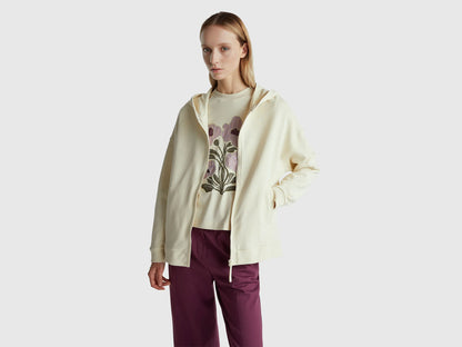 Benetton_Creamy White_100% Cotton Sweatshirt with Zip and Hood_3UNID500R_3C9_01
