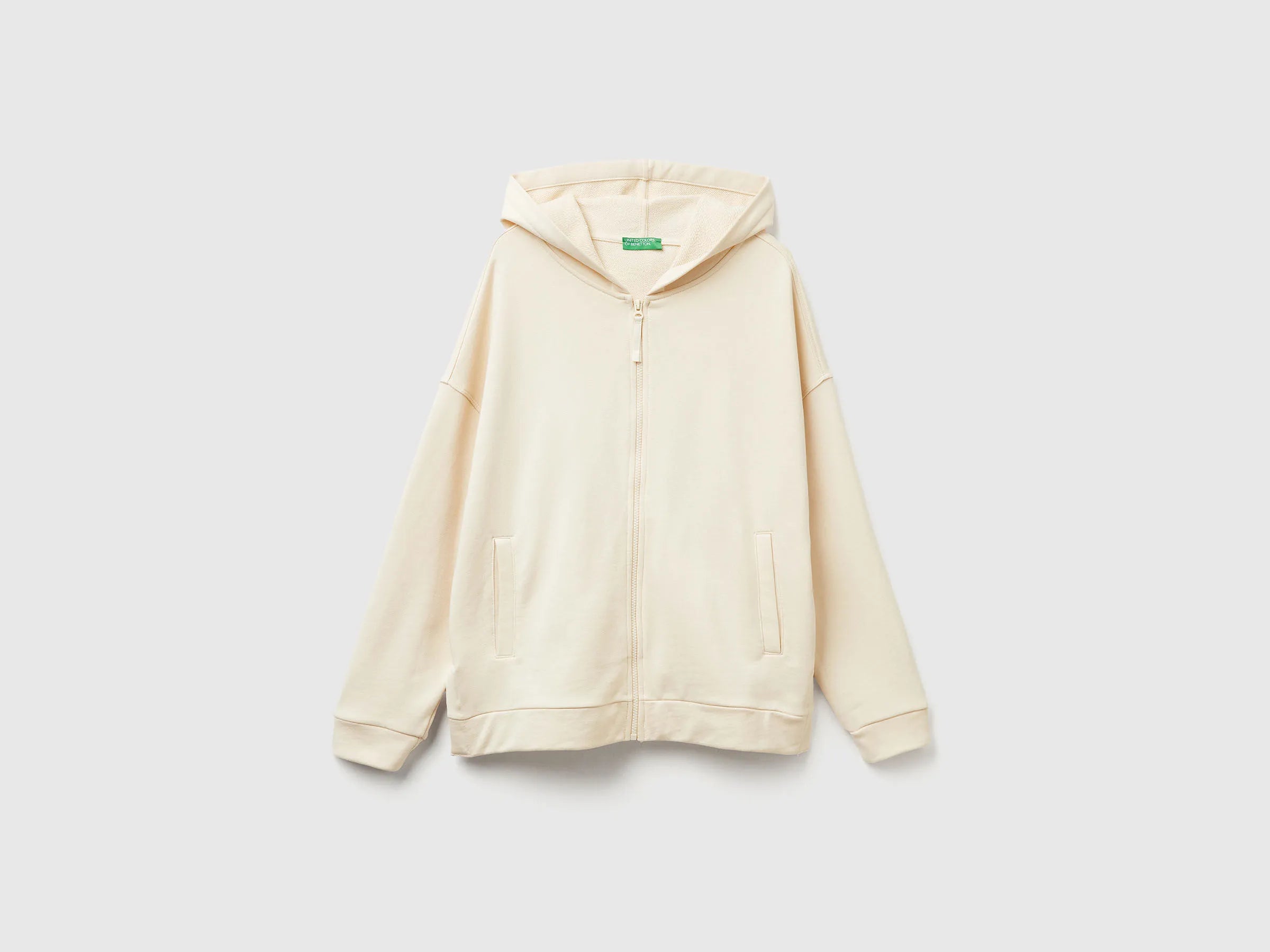 Benetton_White_100% Cotton Sweatshirt with Zip and Hood_3UNID500R_3C9_05
