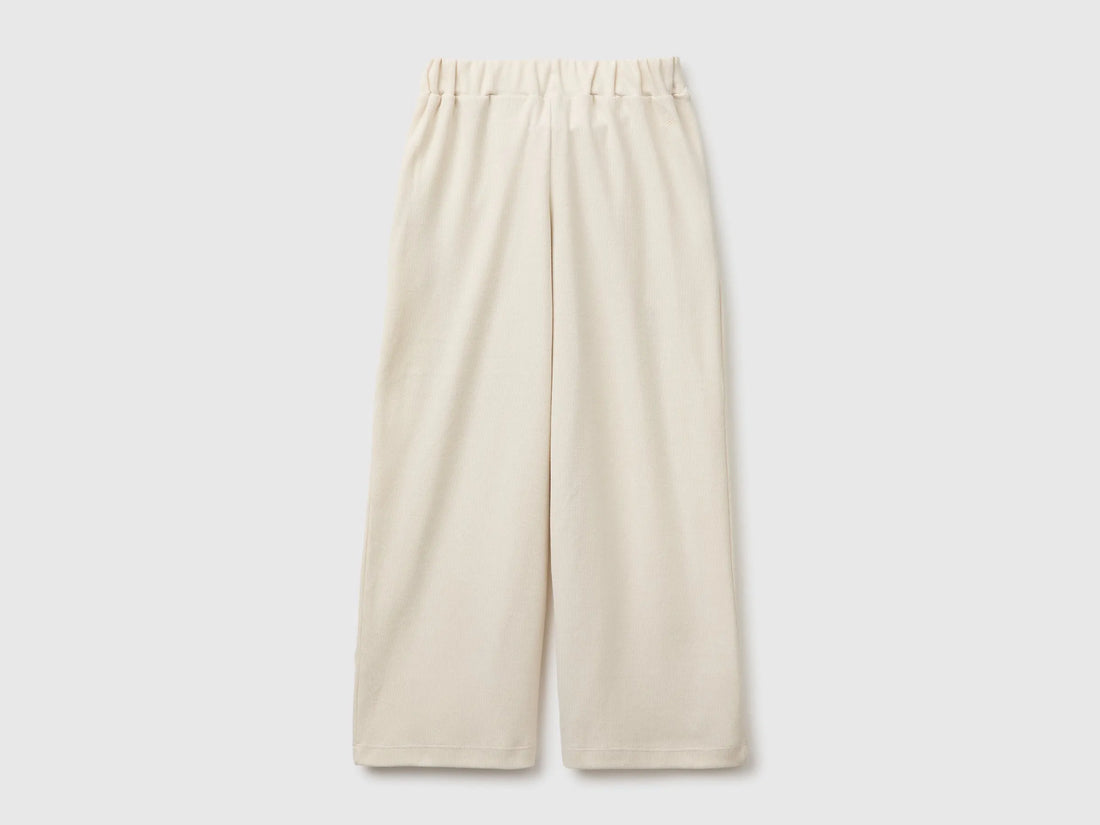 Benetton Creamy White Girls Trousers with Sash in Warm Cotton SKU: 3UODCF06F_00V Image 02