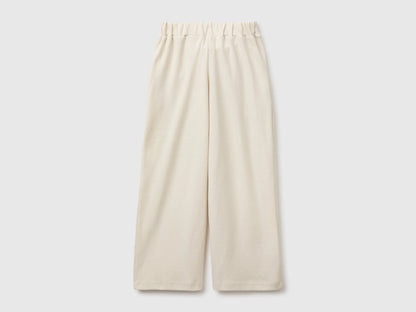 Benetton Creamy White Girls Trousers with Sash in Warm Cotton SKU: 3UODCF06F_00V Image 02