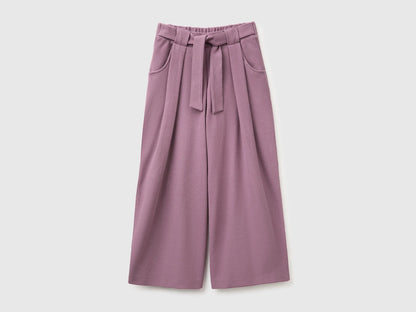 Benetton Plum Girls Trousers with Sash in Warm Cotton SKU: 3UODCF06F_048 Image 01