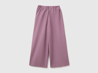 Benetton Plum Girls Trousers with Sash in Warm Cotton SKU: 3UODCF06F_048 Image 02