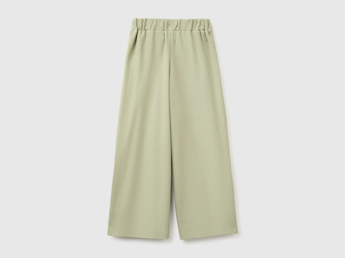Benetton Olive Green Girls Trousers with Sash in Warm Cotton SKU: 3UODCF06F_26K Image 02