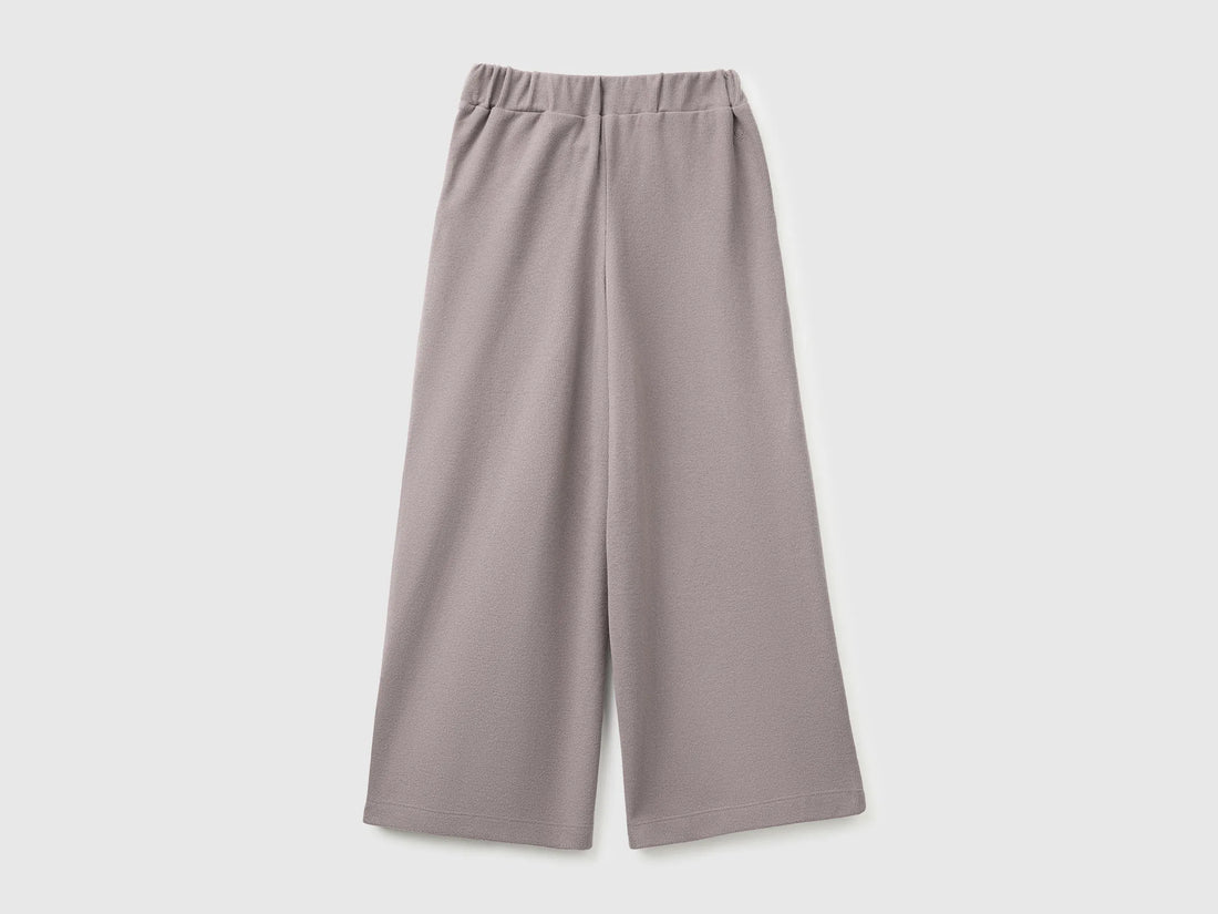Benetton Gray Girls Trousers with Sash in Warm Cotton SKU: 3UODCF06F_39R Image 02