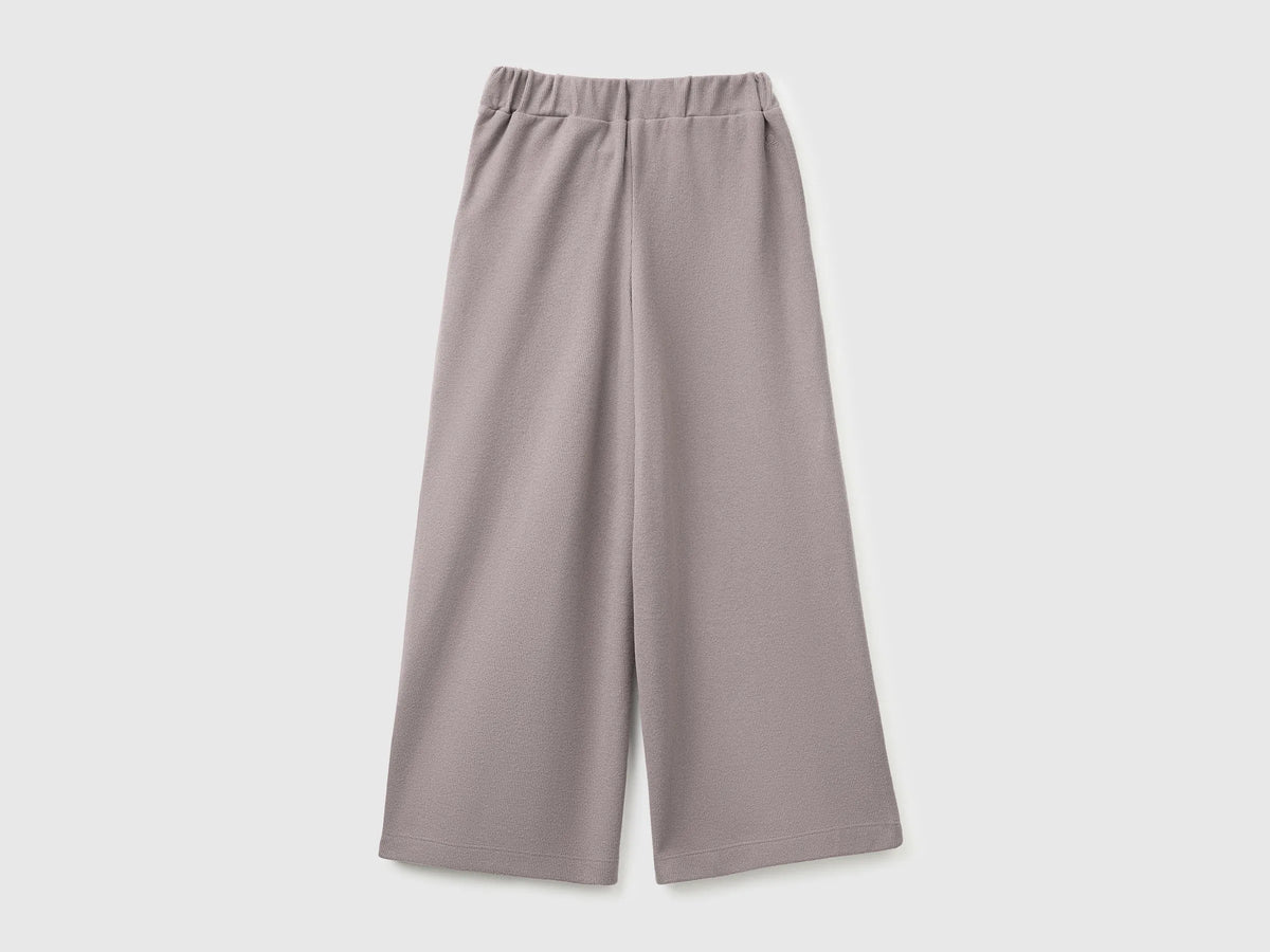 Benetton Gray Girls Trousers with Sash in Warm Cotton SKU: 3UODCF06F_39R Image 02