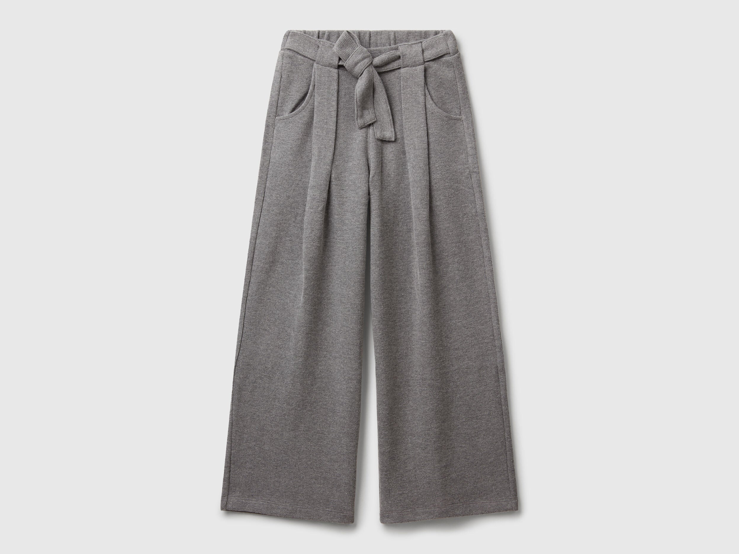 Benetton_Dark Gray_Trousers with Sash in Warm Cotton_3UODCF06F_507_01