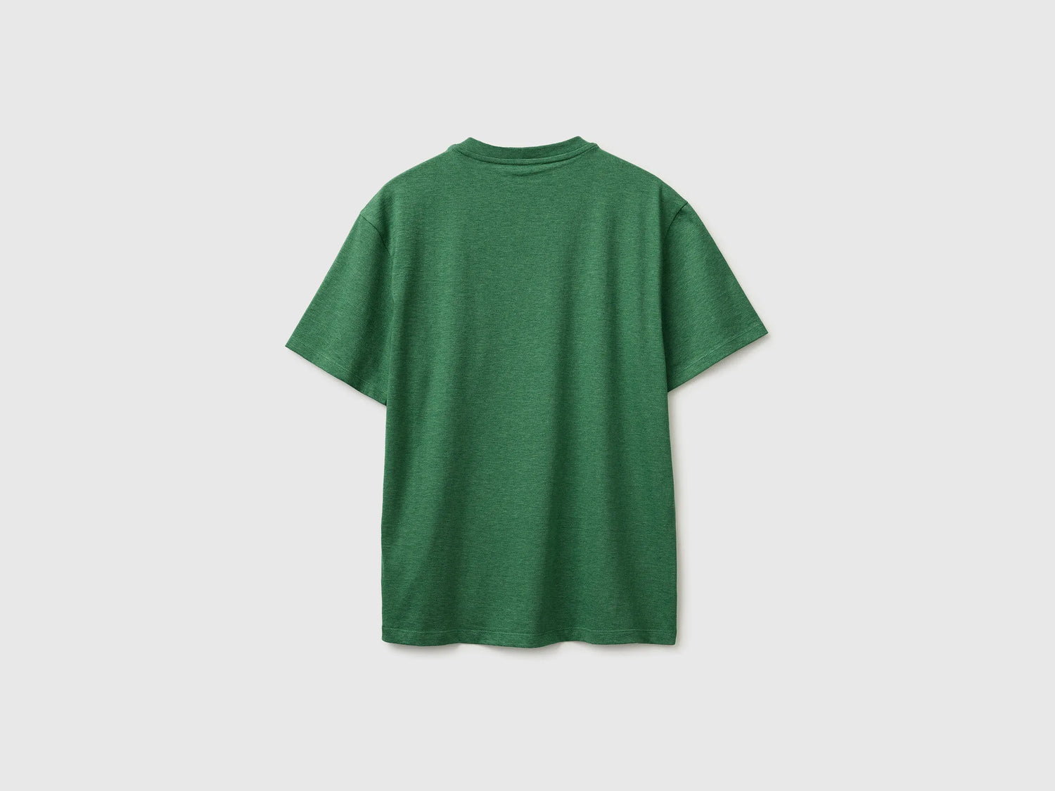 Benetton Green Men Melange T-Shirt with Logo SKU: 3UWFU10BV_6P8 Image 02