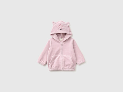 Benetton Pink New Born Chenille Sweatshirt with Embroidery SKU: 3VHNA501Z_197 Image 01