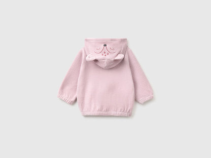 Benetton Pink New Born Chenille Sweatshirt with Embroidery SKU: 3VHNA501Z_197 Image 02