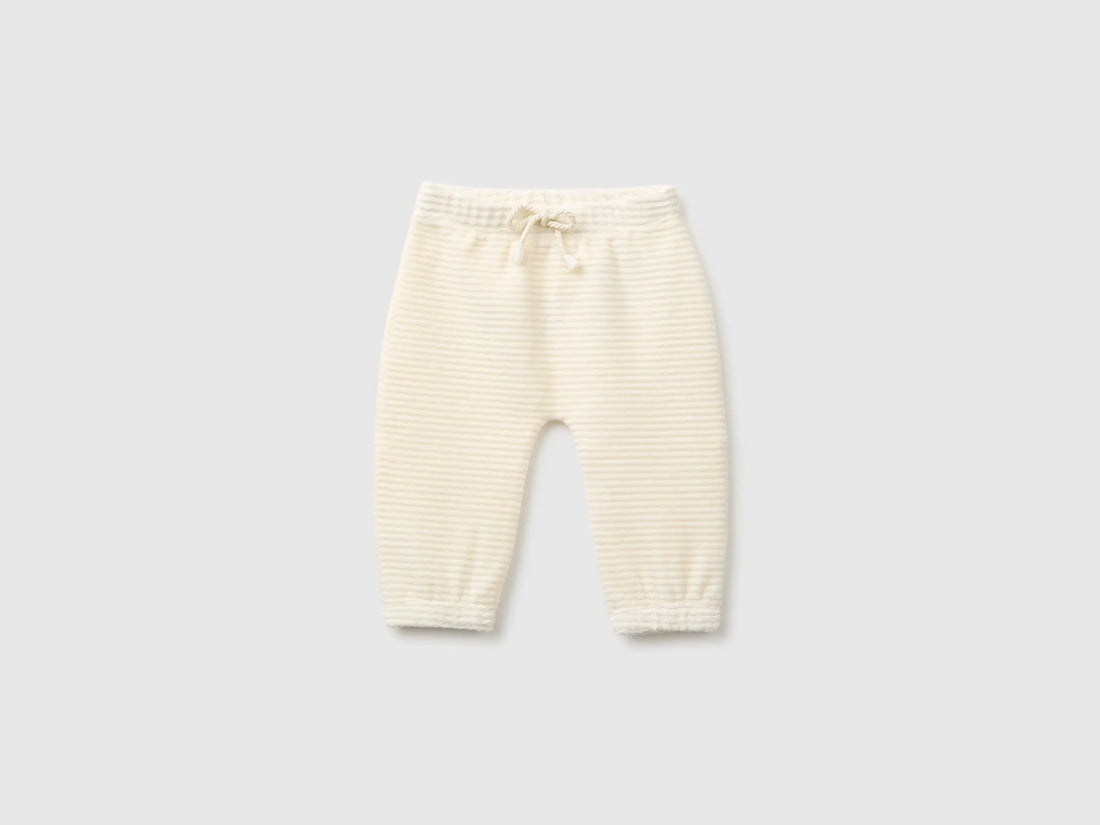 Benetton Creamy White New Born Chenille Trousers with Embroidery on The Back SKU: 3VHNAF02S_0R2 Image 01