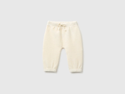 Benetton Creamy White New Born Chenille Trousers with Embroidery on The Back SKU: 3VHNAF02S_0R2 Image 01