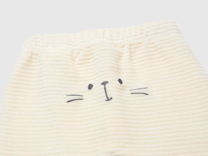Benetton Creamy White New Born Chenille Trousers with Embroidery on The Back SKU: 3VHNAF02S_0R2 Image 03