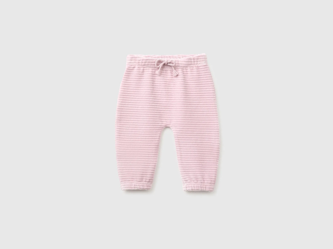 Benetton Pink New Born Chenille Trousers with Embroidery on The Back SKU: 3VHNAF02S_197 Image 01