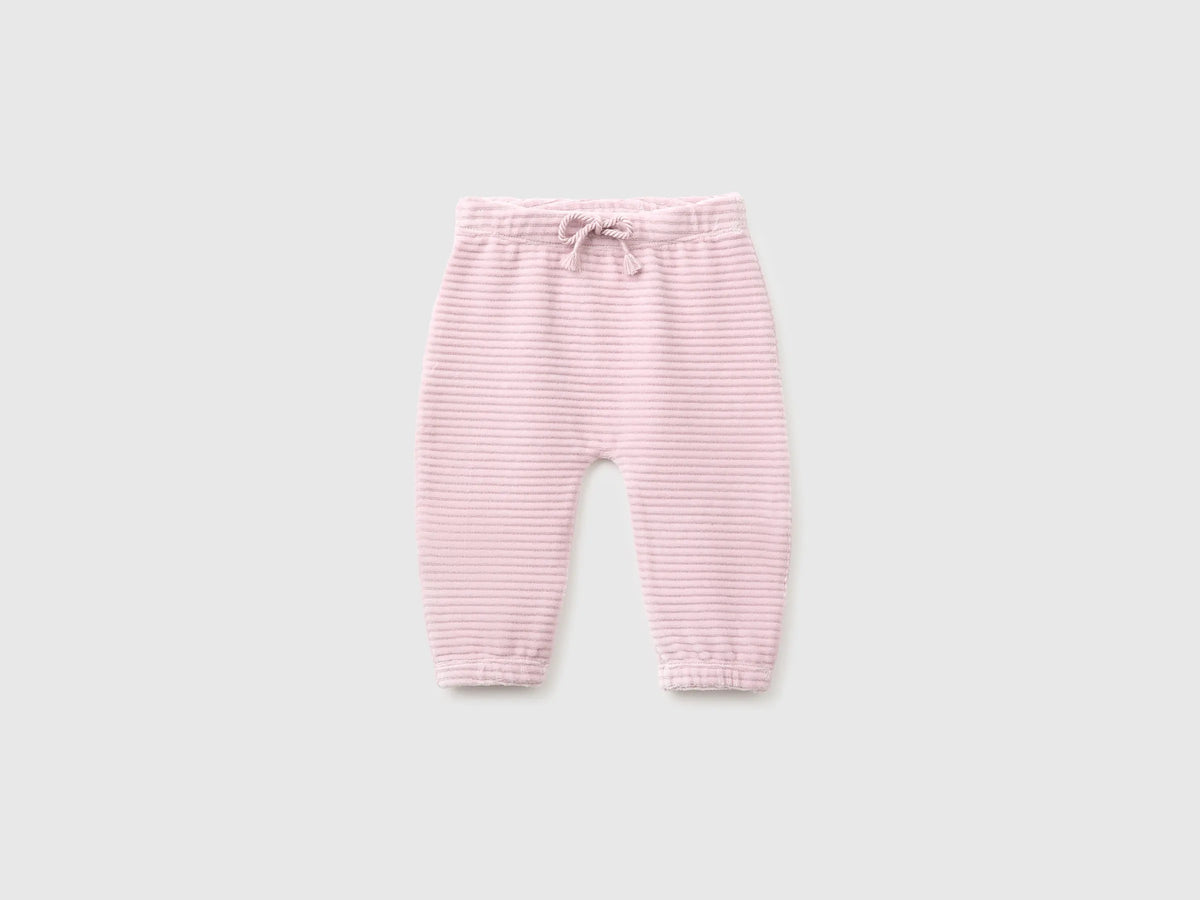 Benetton Pink New Born Chenille Trousers with Embroidery on The Back SKU: 3VHNAF02S_197 Image 01
