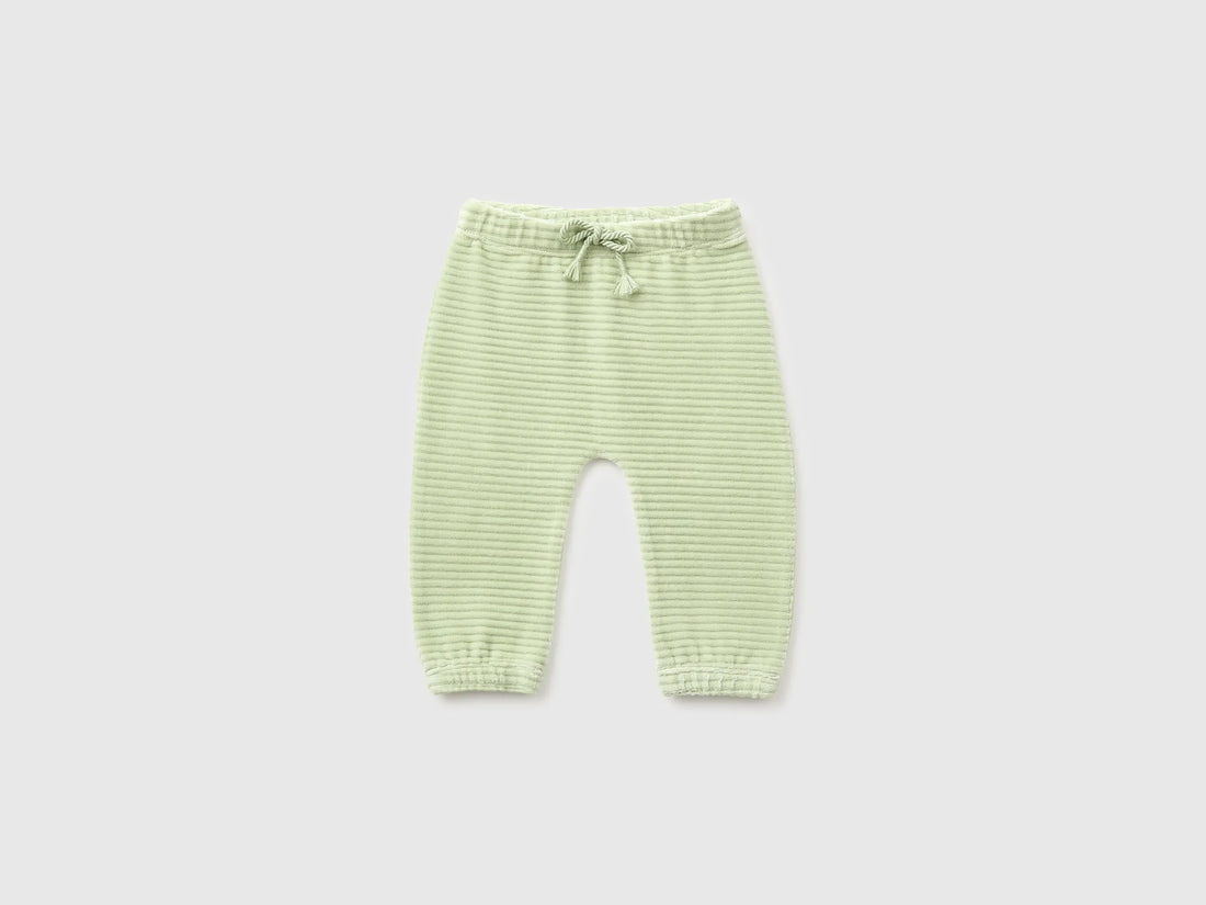 Benetton Light Green New Born Chenille Trousers with Embroidery on The Back SKU: 3VHNAF02S_2G8 Image 01