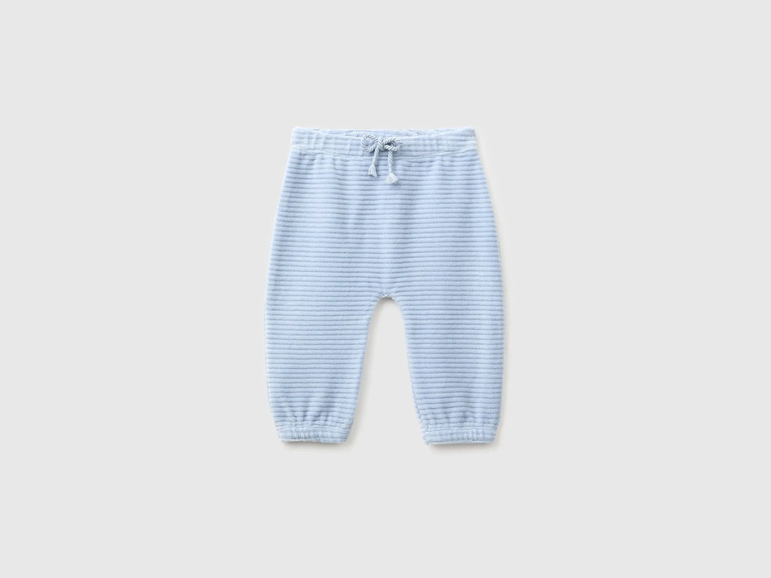 Benetton Sky Blue New Born Chenille Trousers with Embroidery on The Back SKU: 3VHNAF02S_3L3 Image 01