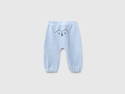 Benetton Sky Blue New Born Chenille Trousers with Embroidery on The Back SKU: 3VHNAF02S_3L3 Image 02
