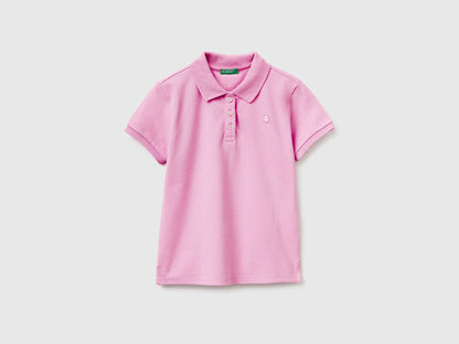 Benetton Lilac Girls Short Sleeve Polo in Cotton SKU: 3WG9C300O_00L Image 01