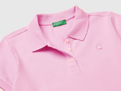 Benetton Lilac Girls Short Sleeve Polo in Cotton SKU: 3WG9C300O_00L Image 03