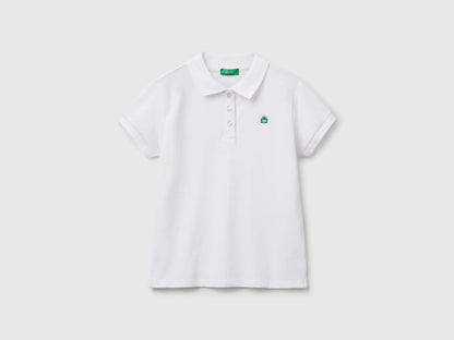 Benetton White Girls Short Sleeve Polo in Cotton SKU: 3WG9C300O_101 Image 01
