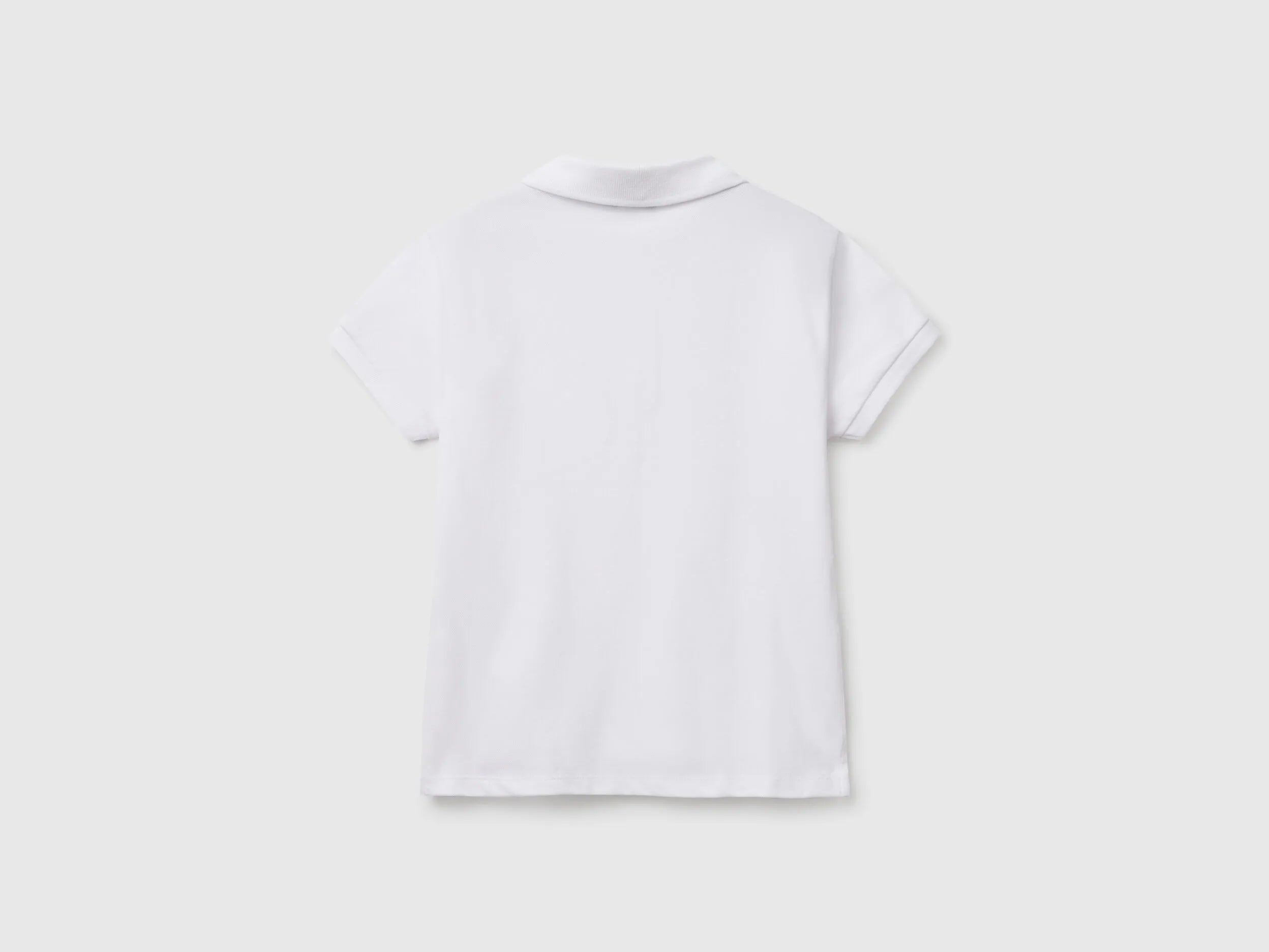 Benetton White Girls Short Sleeve Polo in Cotton SKU: 3WG9C300O_101 Image 02