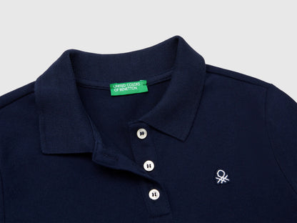 Benetton Dark Blue Girls Short Sleeve Polo in Cotton SKU: 3WG9C300O_252 Image 03