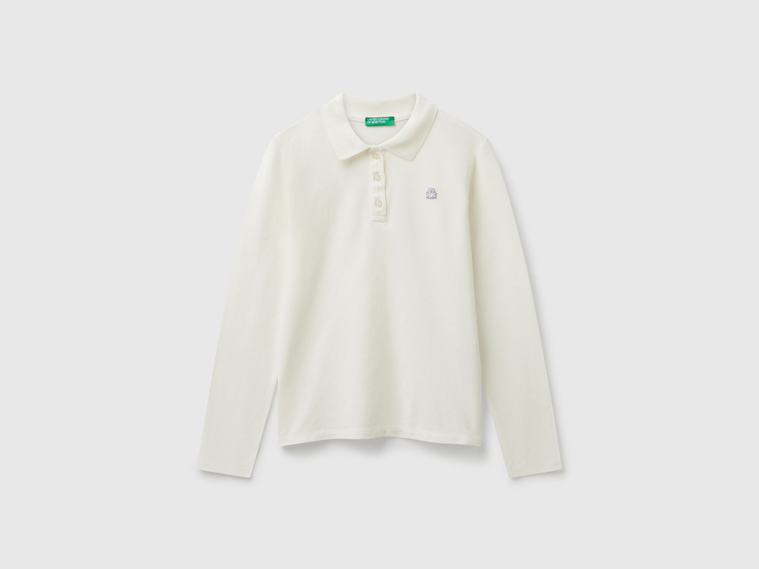 Benetton_Creamy White_Long Sleeve Polo in Cotton_3WG9C300X_074_01
