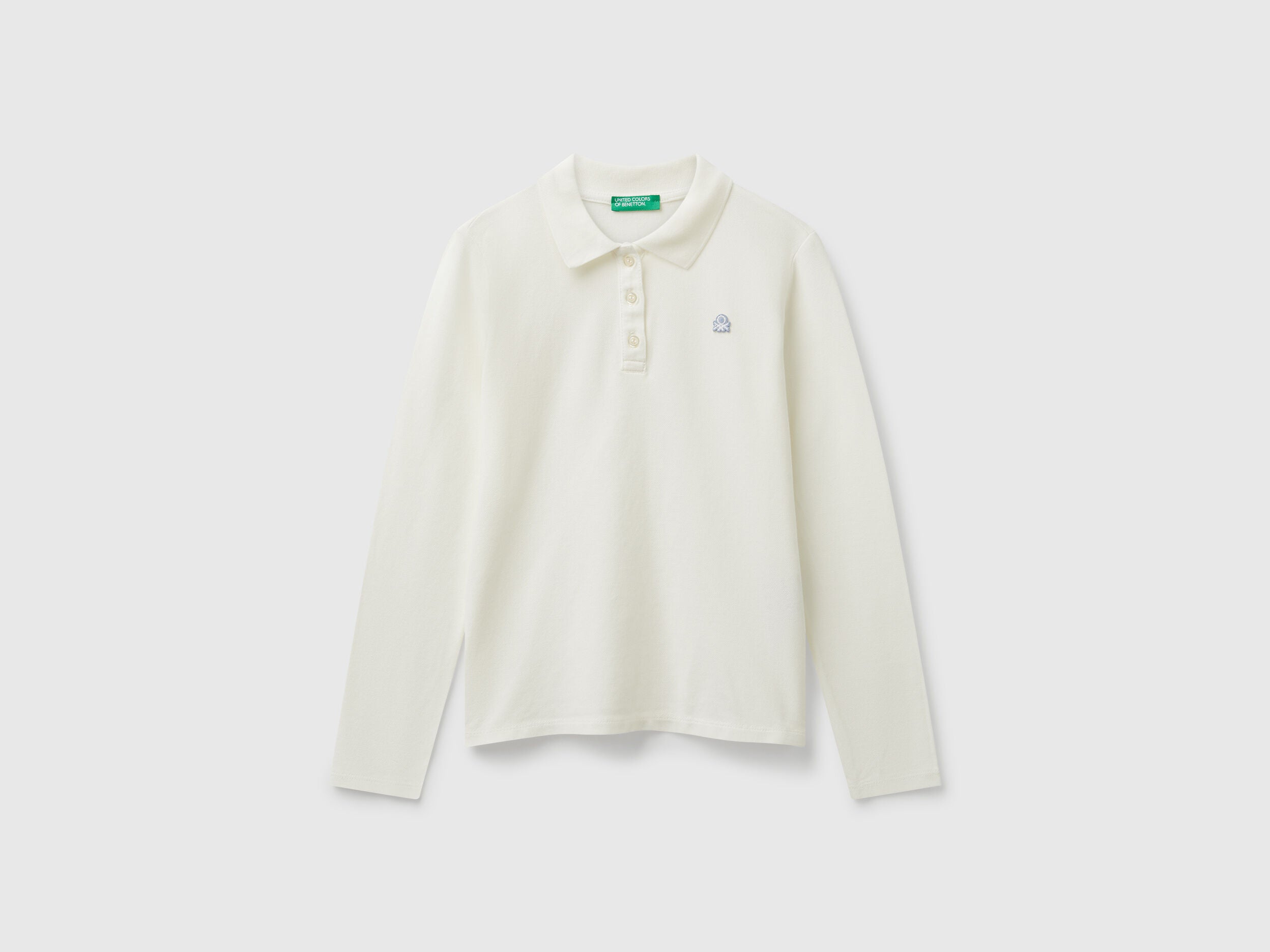 Benetton_Creamy White_Long Sleeve Polo in Cotton_3WG9C300X_074_01
