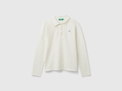 Benetton_Creamy White_Long Sleeve Polo in Cotton_3WG9C300X_074_01