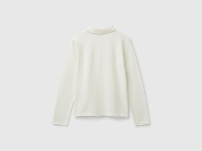Benetton_Creamy White_Long Sleeve Polo in Cotton_3WG9C300X_074_02