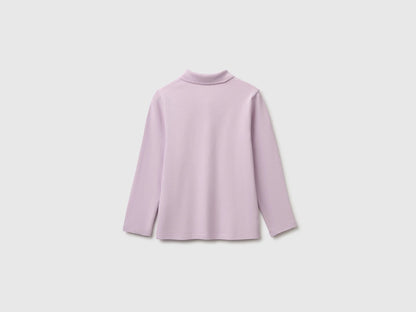 Benetton Lavender Girls Long Sleeve Polo in Cotton SKU: 3WG9C300X_0W1 Image 02