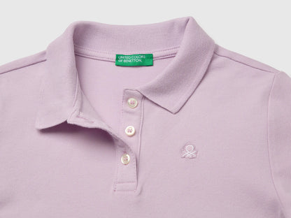 Benetton Lavender Girls Long Sleeve Polo in Cotton SKU: 3WG9C300X_0W1 Image 03