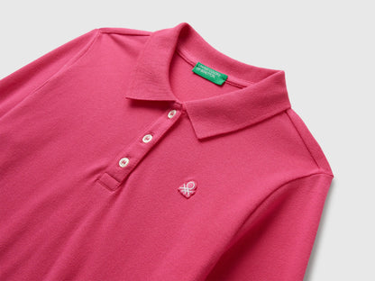 Benetton Fuchsia Girls Long Sleeve Polo in Cotton SKU: 3WG9C300X_1A2 Image 03