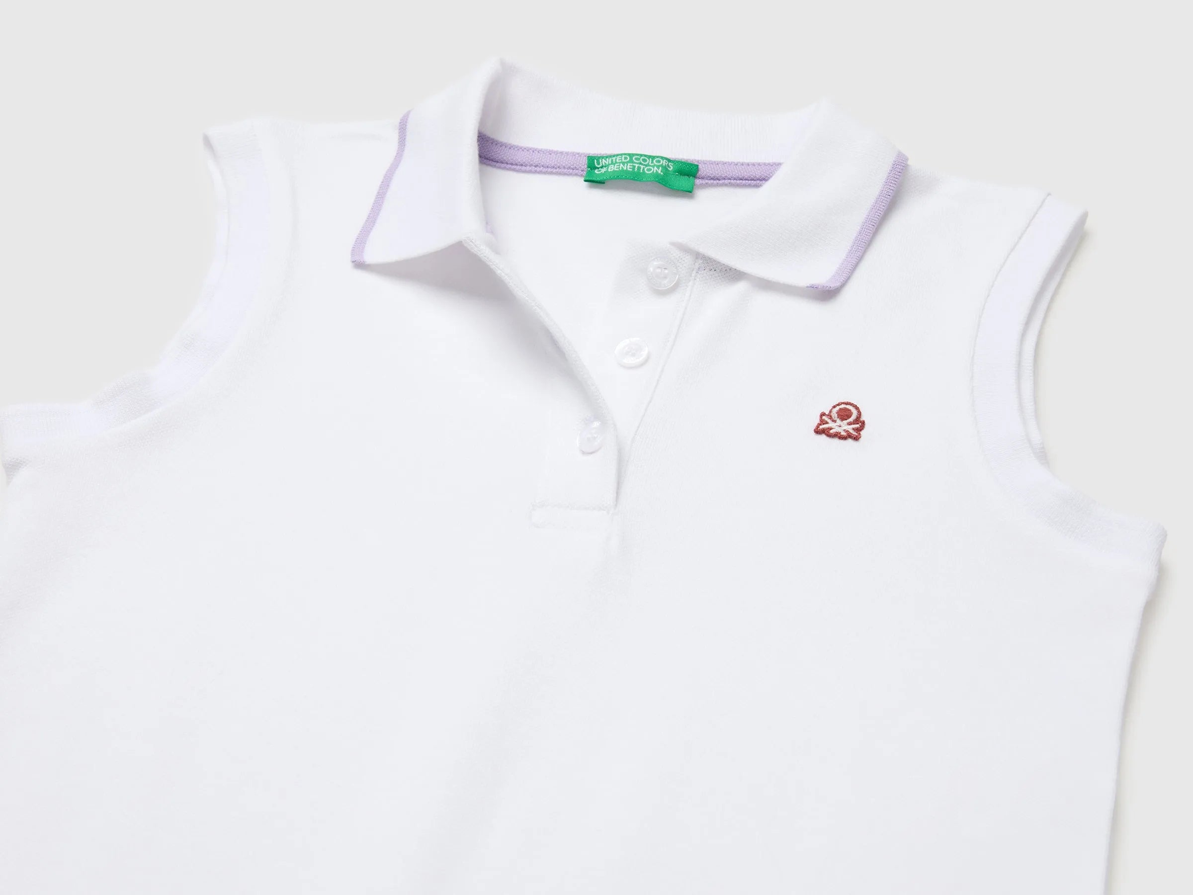 Benetton White Girls Polo-Style Dress SKU: 3WG9CV012_101 Image 03