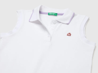 Benetton White Girls Polo-Style Dress SKU: 3WG9CV012_101 Image 03