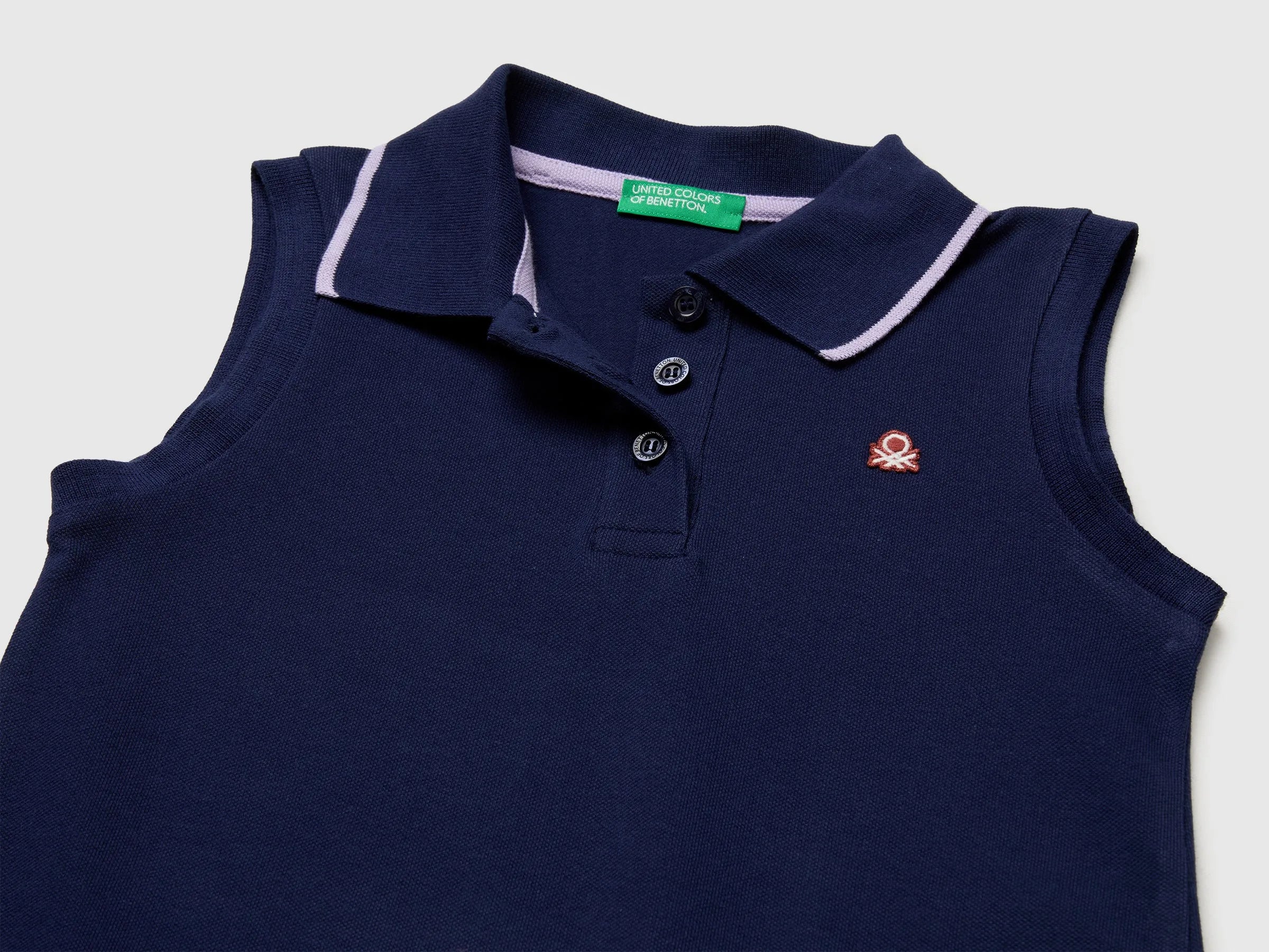 Benetton Blue Girls Polo-Style Dress SKU: 3WG9CV012_252 Image 03