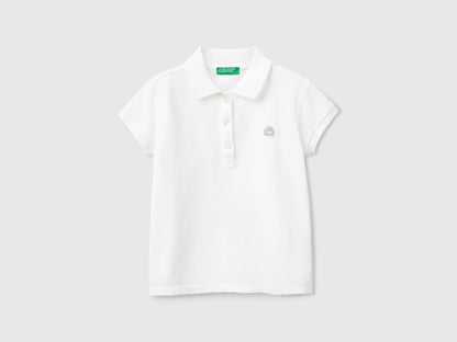 Benetton White Girls Short Sleeve Polo in Cotton SKU: 3WG9G300A_101 Image 01
