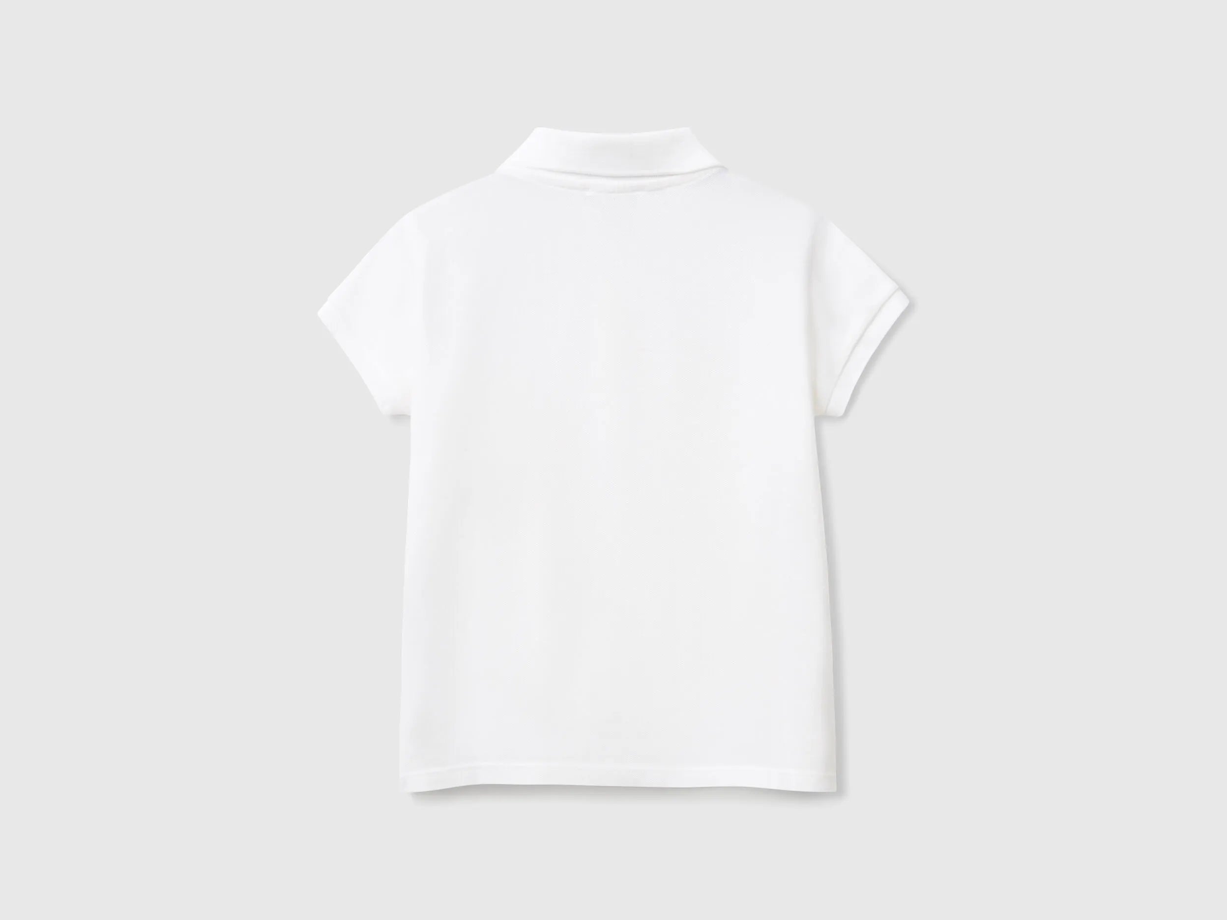 Benetton White Girls Short Sleeve Polo in Cotton SKU: 3WG9G300A_101 Image 02