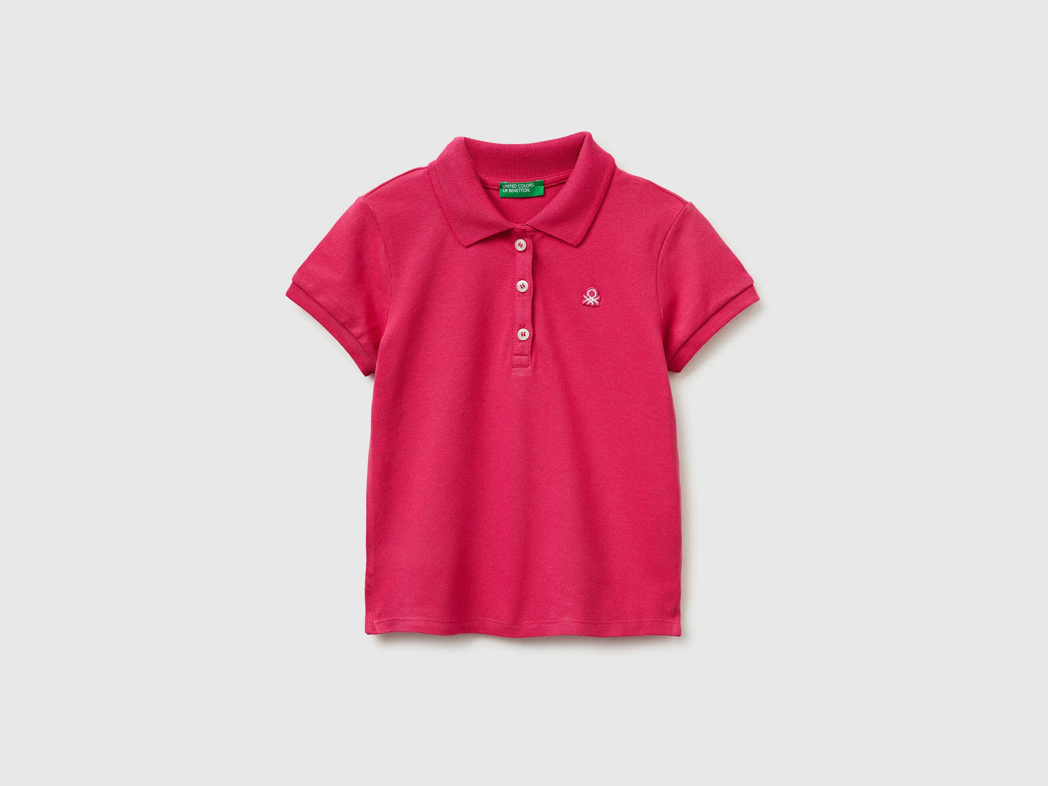 Benetton Plum Girls Short Sleeve Polo in Cotton SKU: 3WG9G300A_12E Image 01