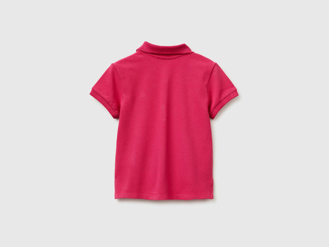 Benetton Plum Girls Short Sleeve Polo in Cotton SKU: 3WG9G300A_12E Image 02