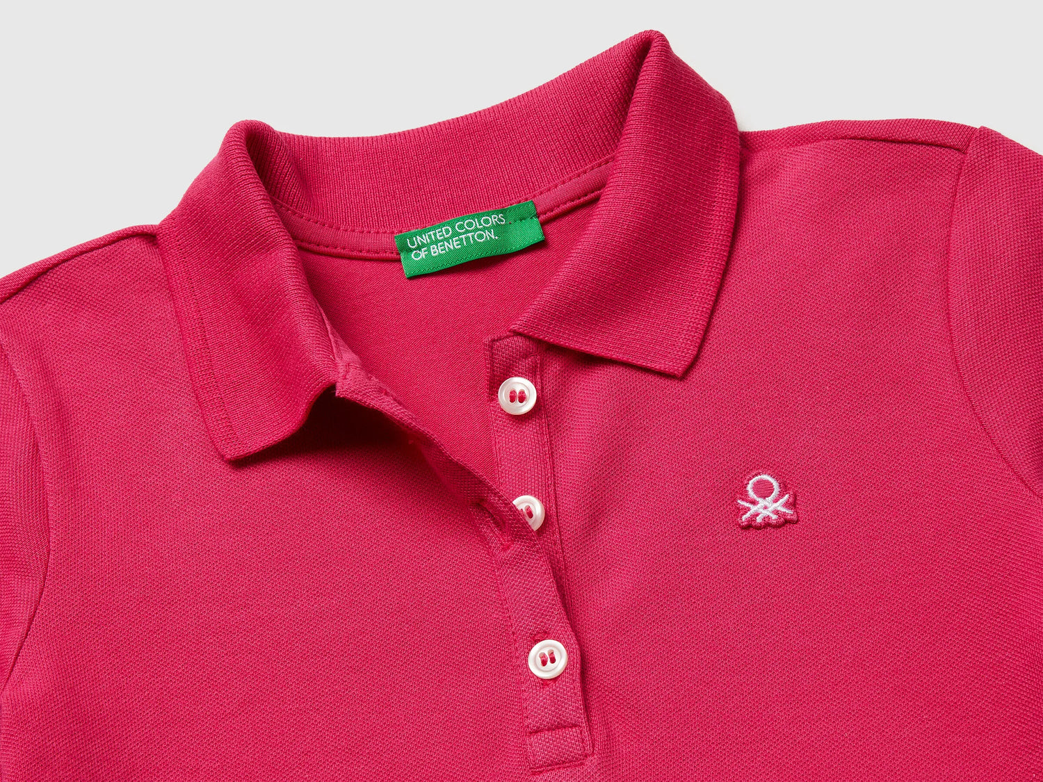 Benetton Plum Girls Short Sleeve Polo in Cotton SKU: 3WG9G300A_12E Image 03