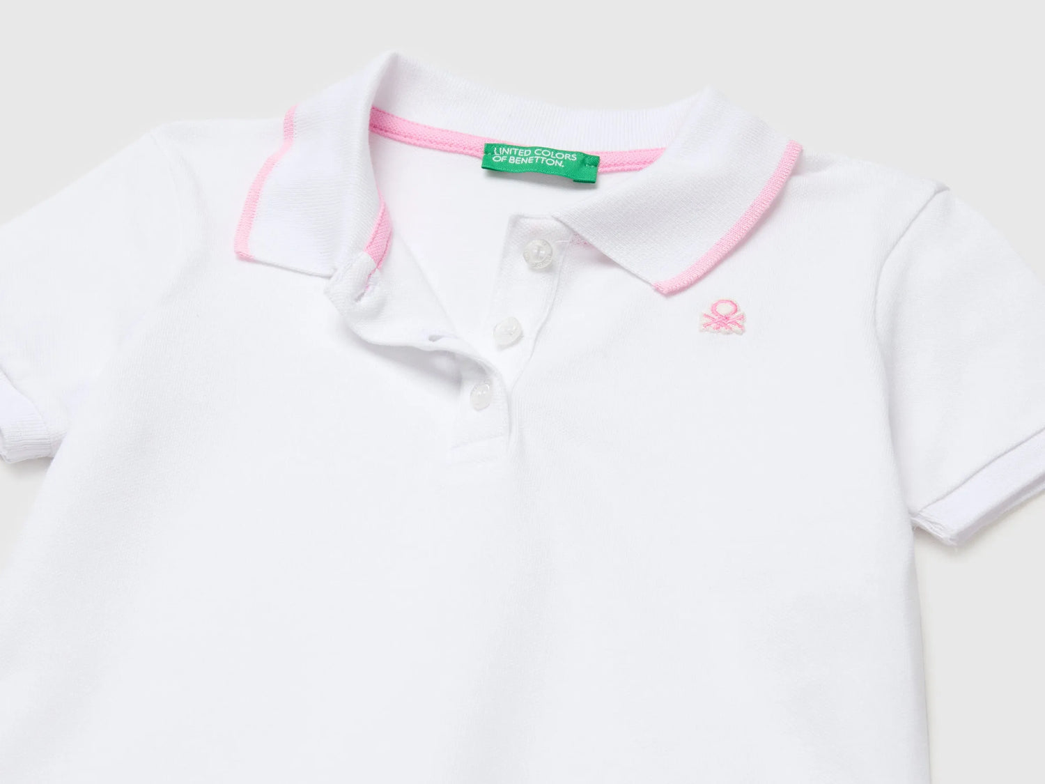 Benetton White Girls Polo-Style Dress SKU: 3WG9GV00Z_101 Image 03