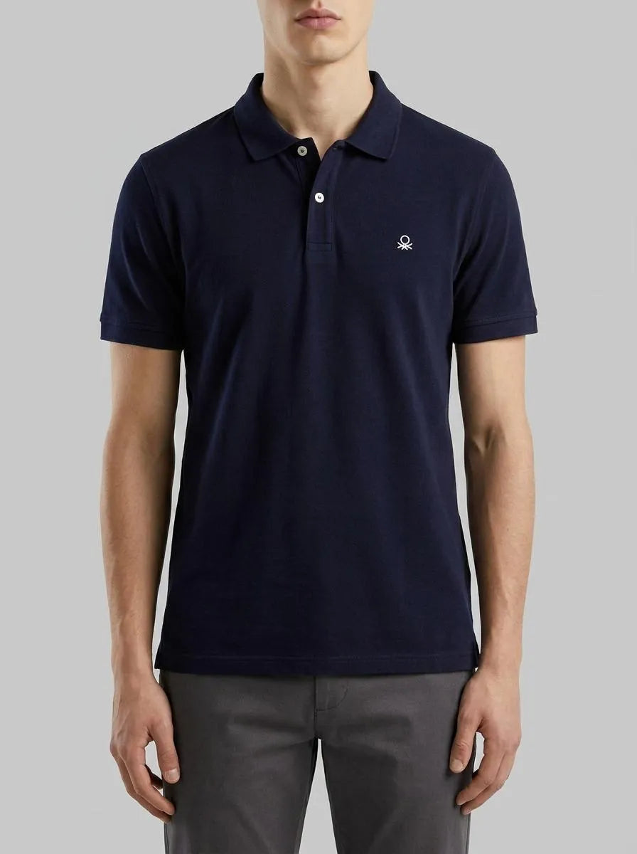 Benetton Dark Blue Men Slim Fit Polo SKU: 3WG9U301Z_016 Image 00