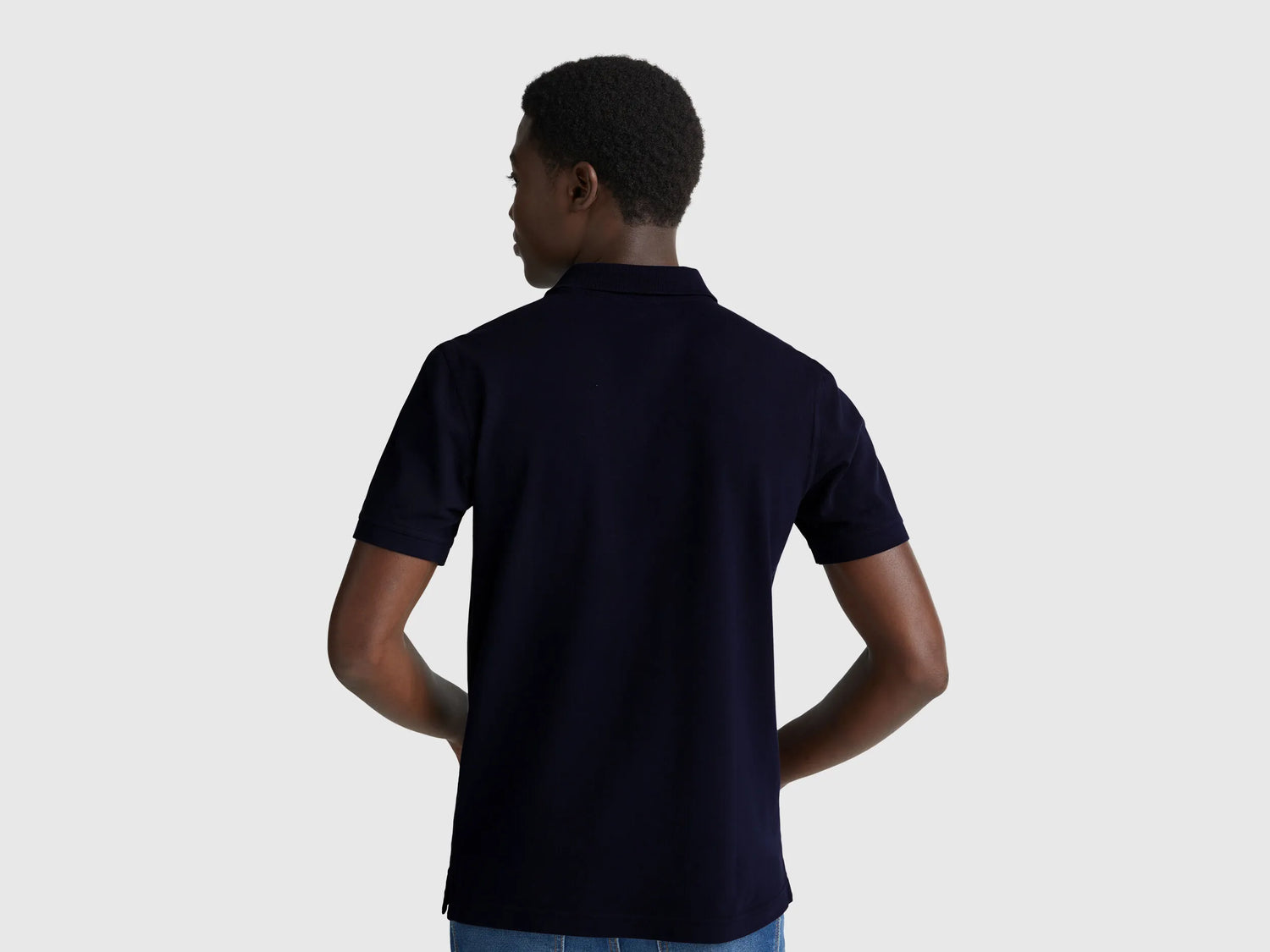 Benetton Dark Blue Men Slim Fit Polo SKU: 3WG9U301Z_016 Image 02