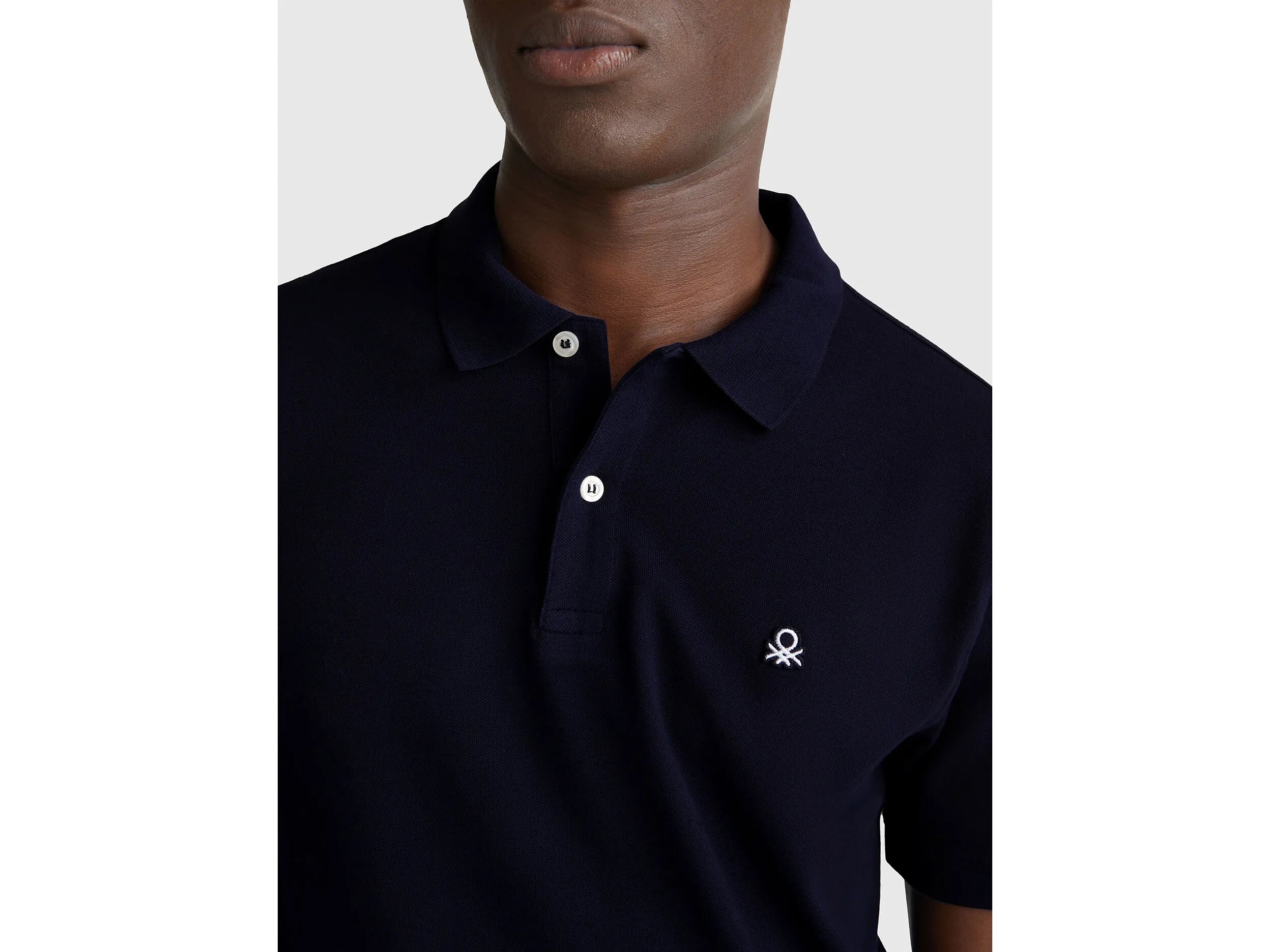 Benetton Dark Blue Men Slim Fit Polo SKU: 3WG9U301Z_016 Image 03