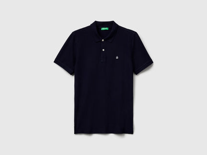 Benetton Dark Blue Men Slim Fit Polo SKU: 3WG9U301Z_016 Image 04